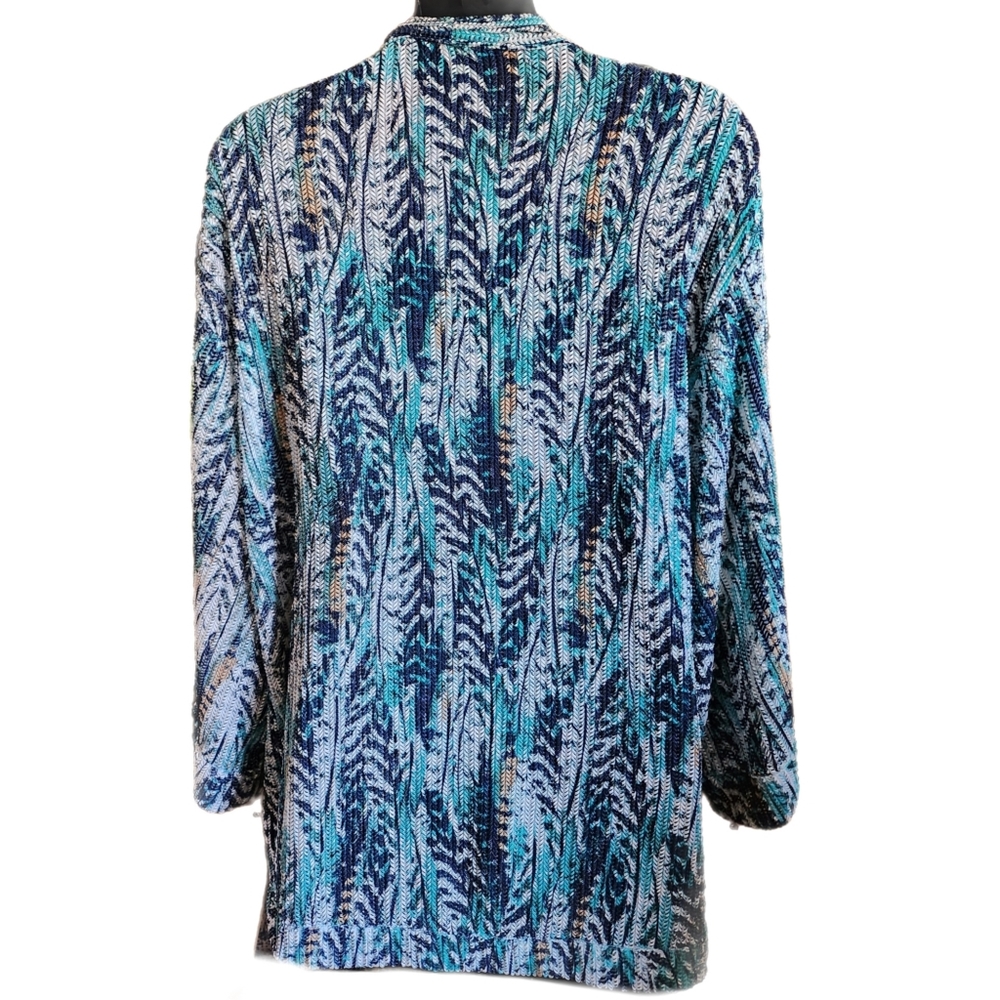 IMAN CRINKLED ABSTRACT PRINT DESIGNEROPEN FRONT CARDIGAN JACKET NWT - Picture 3 of 4